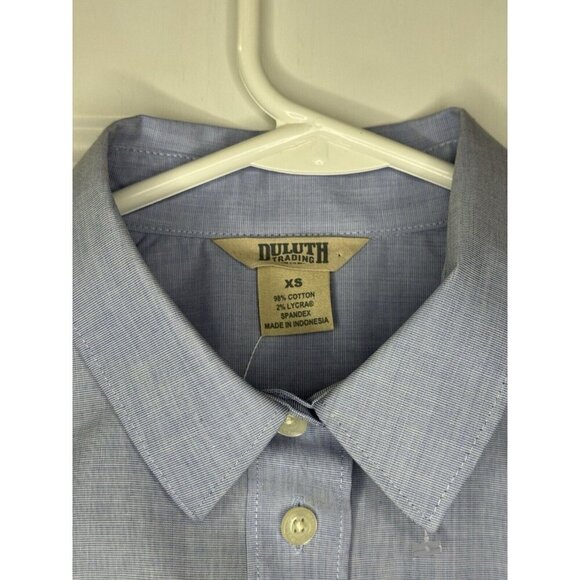 NWT Womens Duluth Trading Co Button Front Shirt Blue Casual Basic Minimalist XS - Picture 3 of 8